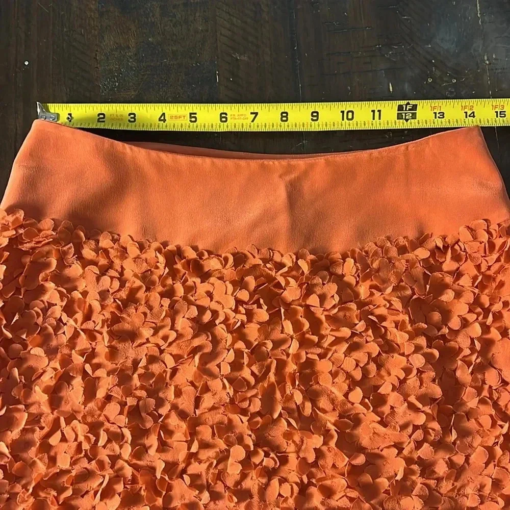 Talbots Orange 100% Silk Dainty Floral Straight Mini Skirt Size 4 Feminine Flowy